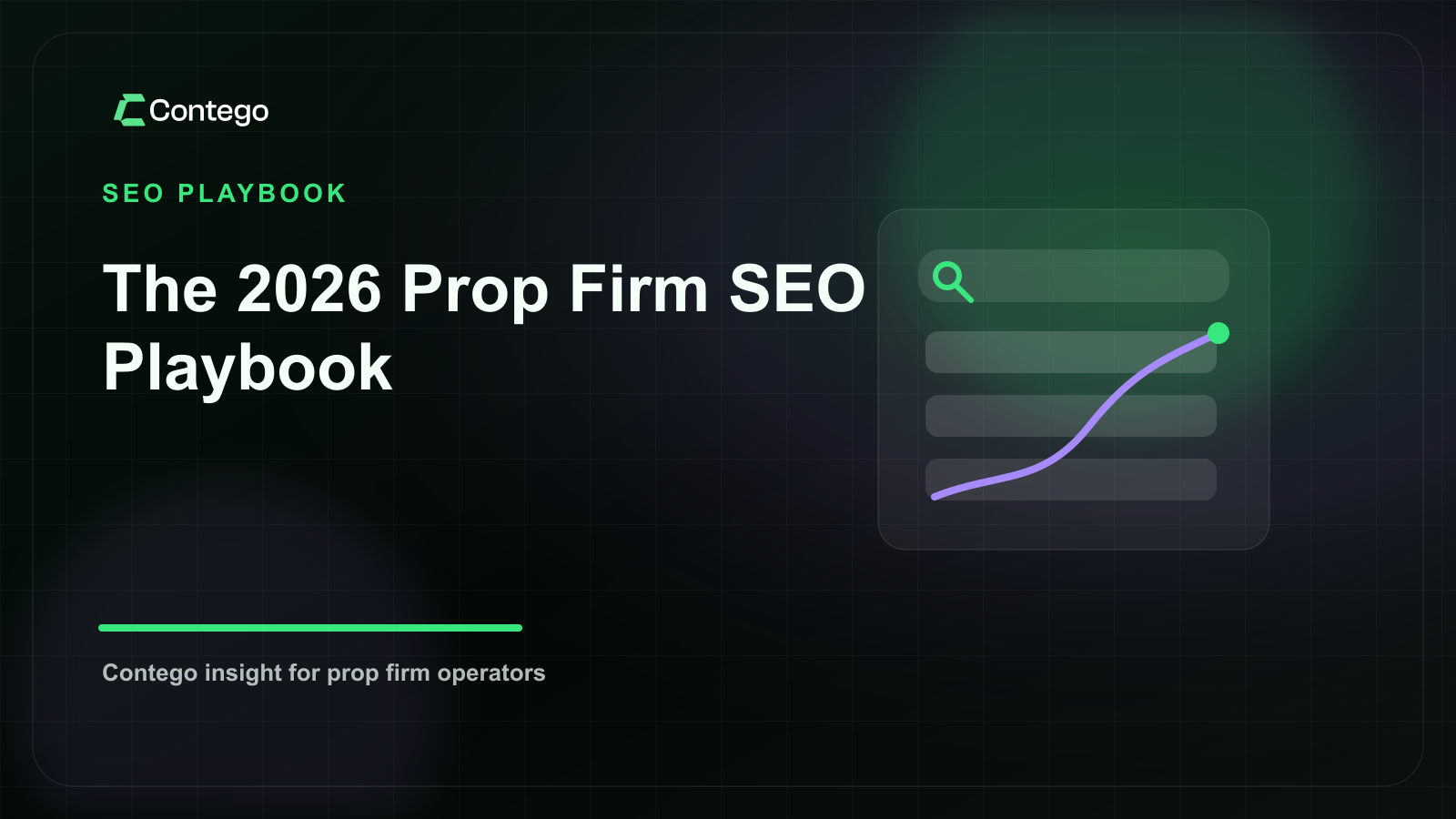 Contego title card for the 2026 prop firm SEO playbook